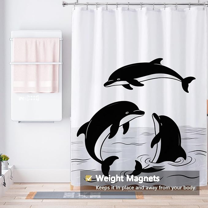 LLSCL Fabric Shower Curtain Liner with Magnets, Waterproof Hotel Quality, 72 x 72 Machine Washable