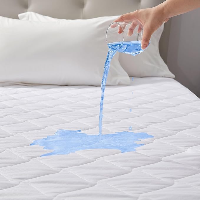 SLEEP ZONE Waterproof Mattress Protector Pad California King Machine Washable, Breathable Mattress Topper with Deep Pockets, All-Season Use, Hotel Quality (California King, White)