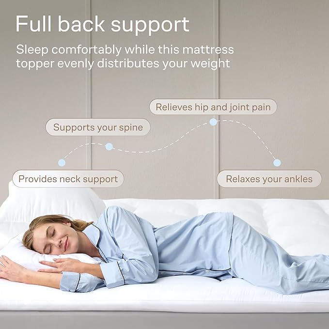 Ultra Soft Twin XL Mattress Topper - Cloud-Like Mattress Pad for Full Back Support - Breathable Cooling Material for Hot Sleepers, White