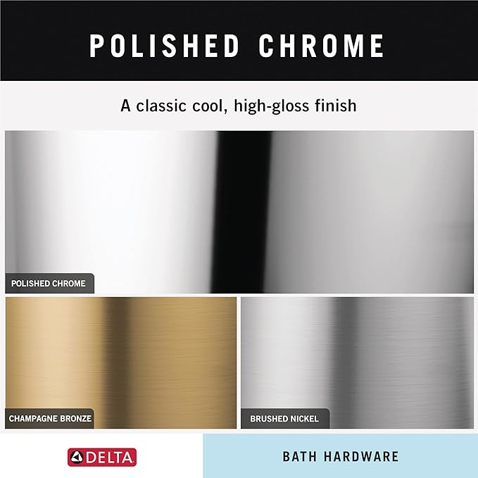 Delta Woodhurst (1-Pack) Toilet Paper Holder Polished Chrome Tissue Roll Holder for Bathroom Organization and Storage Pivoting Toilet Tissue Holder Wall Bathroom Accessories 73250