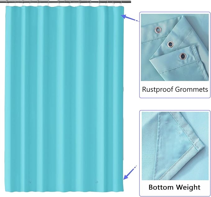 LLSCL Sapphire Blue Fabric Shower Curtain Liner with Magnets, Waterproof Hotel Quality, 72 x 72 Machine Washable