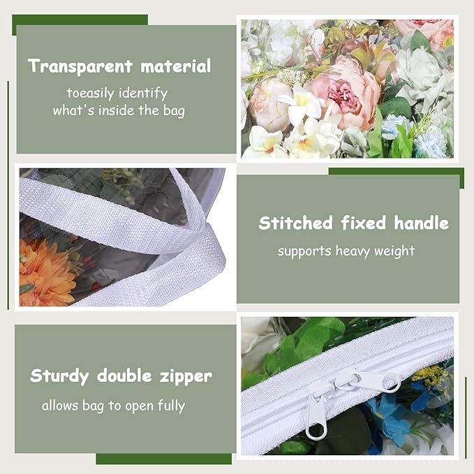 Remagr 4 Pieces 30 Inch Wreath Storage Bag Christmas Plastic Clear Storage Container Bags, Wreath Bag Zippered Package Weddings Holiday Artificial Wreaths Package(Transparent)