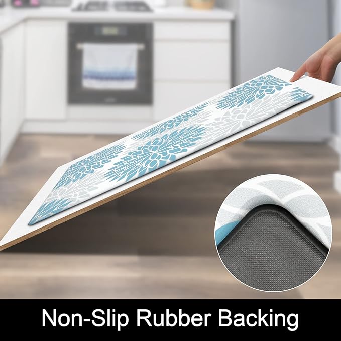HEBE Anti Fatigue Kitchen Rugs Sets of 2, Non Slip Kitchen Mats for Floor, Waterproof Cushioned Comfort Standing Carpet for Kitchen Sink, Home Office, Laundry Room