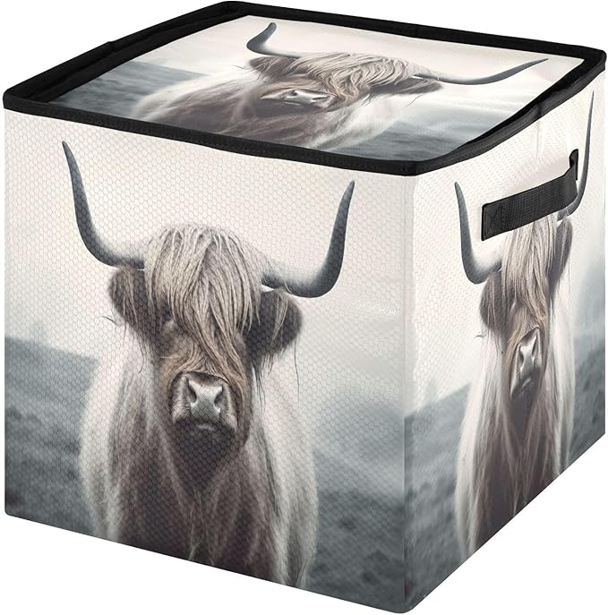 Kigai Highland Cow Christmas Ornament Storage Box with Zipper & Adjustable Dividers Holiday Ornament Organizer Xmas Storage Container, 64 Balls