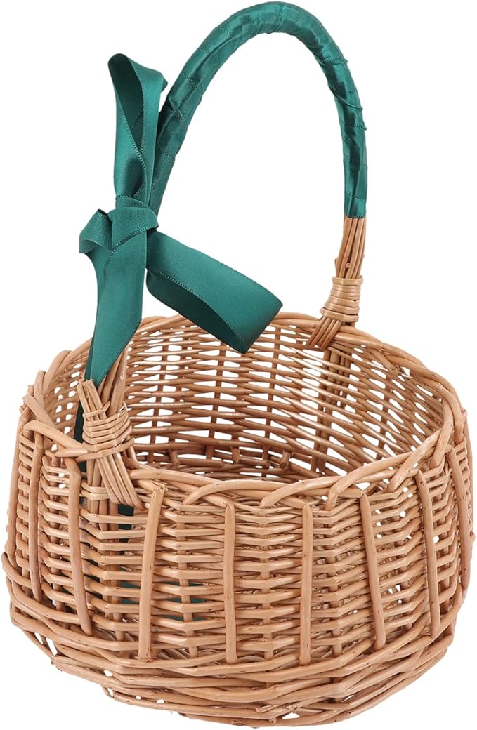 KOMBIUDA Natural Rattan Storage Basket Woven Wicker Organizing Bin for Home Decoration Living Room Bedroom Boys and Girls Room Office Handles for Easy Carrying