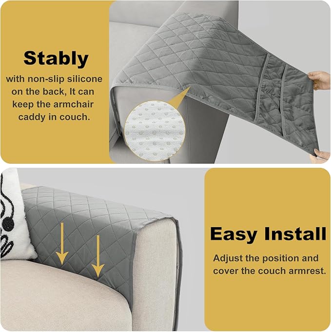 Remote Control Holder for Recliner,Non Slip Armchair Caddy,Sofa Armrest Storage Organizer for Recliner Couch With 7 Pockets for TV Remote,Cell Phone,Magazine