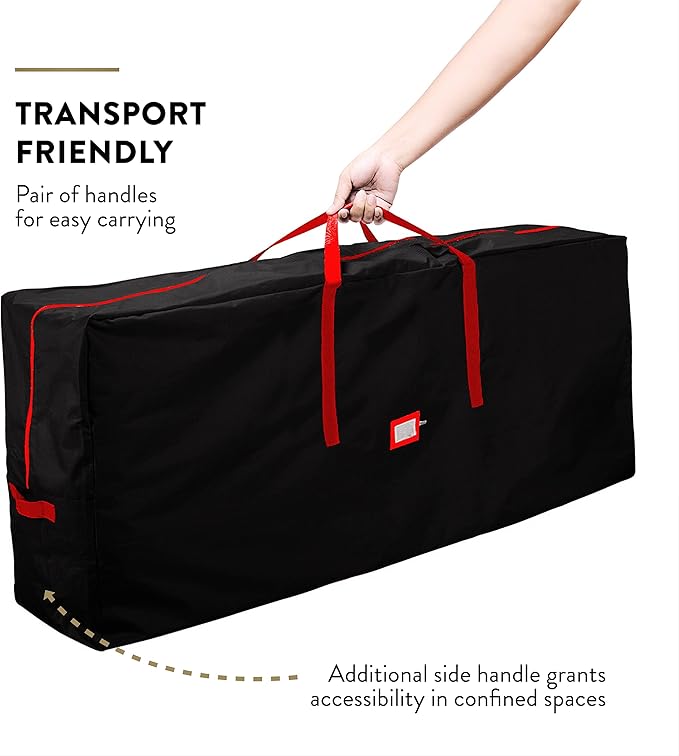 ZOBER 600D Oxford Fabric Christmas Tree Storage Bag - Fits 7.5 Ft Artificial Trees - Tear Proof Waterproof Christmas Tree Bag For Storage Box For Xmas - Strong, Durable Handles - Card Slot - Black