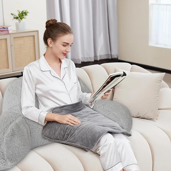 Reading Pillow for Sitting in Bed Adults/Kids/Teens, Bed Rest Wedge Backrest Pillows with Arms Back Support for Watching TV/Gaming/Relaxing, Dorm Essentials, Grey