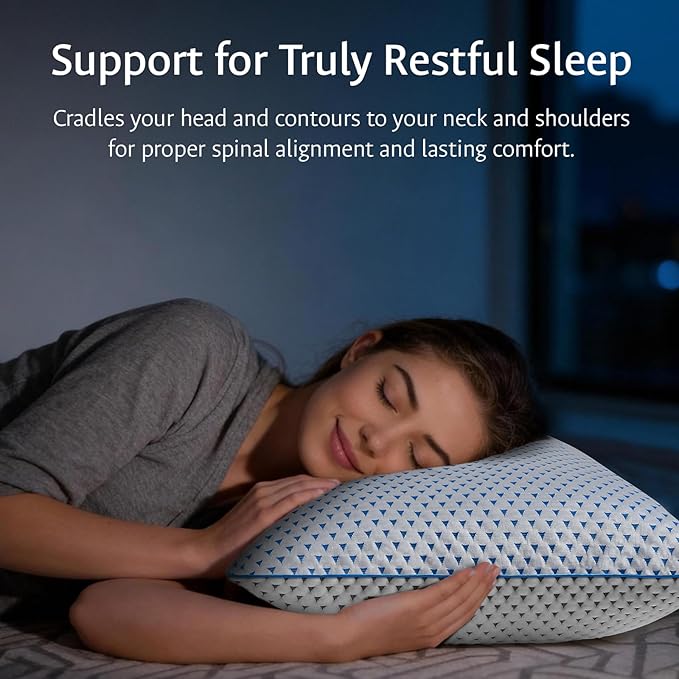 Cooling Gel Memory Foam Pillows Queen Size Set of 2 for Sleeping,Bamboo Rayon Adjustable Firm Shredded Foam Bed Pillows 2 Pack for Side, Back, Stomach Sleepers Luxury Washable Breathable Pillowcase