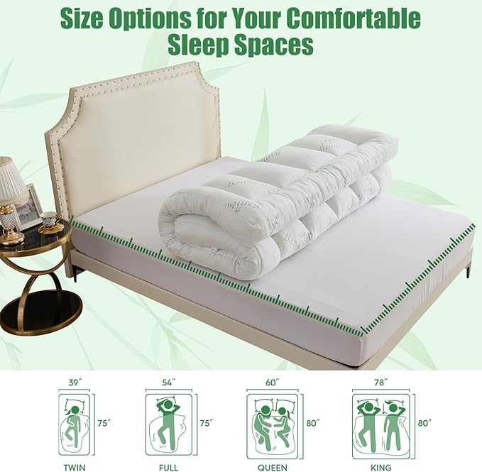 WhatsBedding 5 Inch Memory Foam Mattress Topper Full Size for Back Pain Relief, with Cooling Breathable Bamboo Viscose Air Layer, Soft Pillow Top Mattress Topper, 75x54x5in