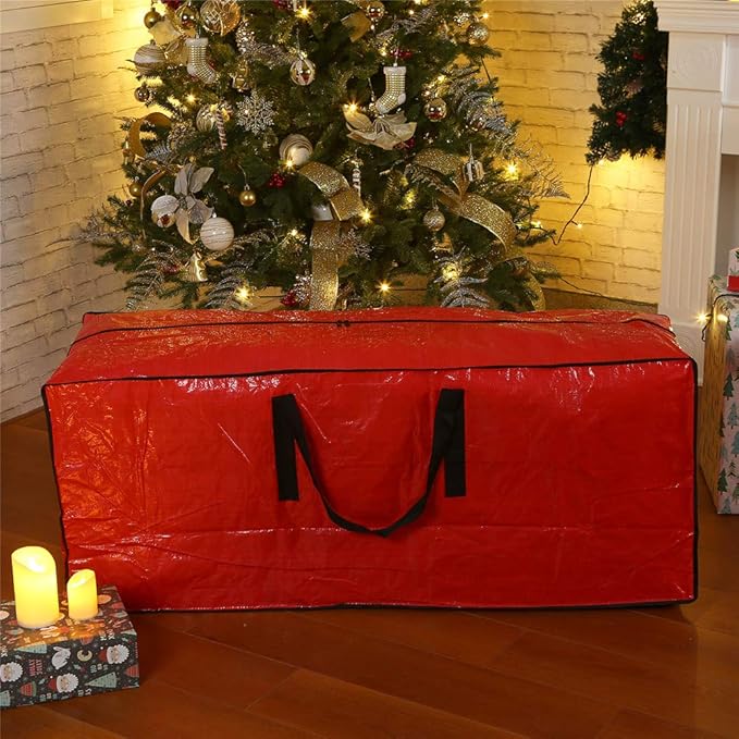 Sattiyrch Christmas Tree Storage Bag- 2 pack - Fits Up to 7.5ft Xmas Disassembled Trees with Durable Reinforced Handles & Dual Zipper -Waterproof Material Protects from Dust,Moisture(Red, 7.5ft)