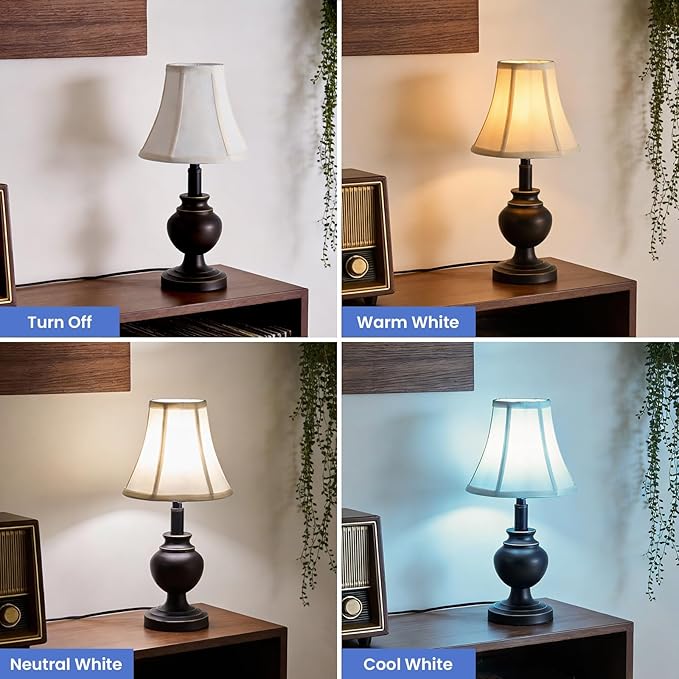Traditional Table Lamp, Desk Lamp for Living Room with Fabric Shade, Vintage Bedside Lamp Brown Finish for Bedroom Nightstand Office Hotel (Pack-1)