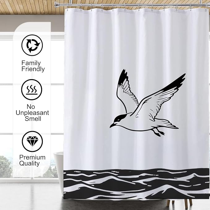 LLSCL Fabric Shower Curtain Liner with Magnets, Waterproof Hotel Quality, 72 x 72 Machine Washable