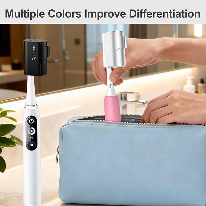 Aluminum Toothbrush Head Cover Cap, Tooth Brush Travel Protector Case Snap-On Design Suitable for Electric and Manual Brushes，2-Pack (Silver + Black)