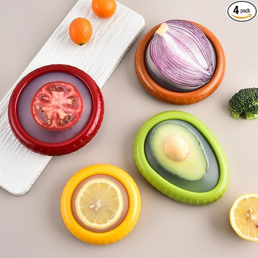 ANGEO Fruit Storage Containers for Fridge, Avocado Saver, Fruit and Vegetable Anti-Oxidation Storage Box, Set of 4 Reusable Refrigerator Storage Containers for Maintaining Freshness of Food