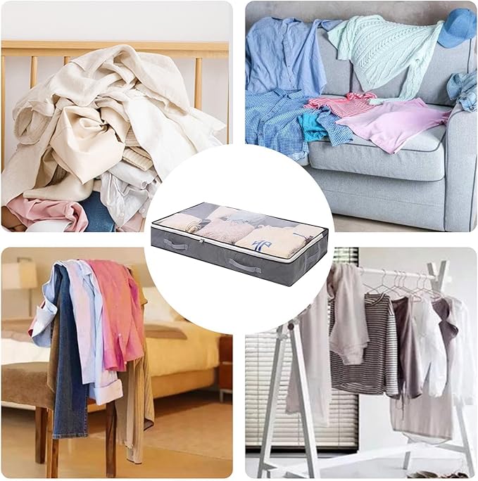 75L Underbed Storage, 4 Pack Stackable Large Clear Foldable Storage Containers for Organizing,Durable Sturdy Storage Bag for Comforter,Blanket,Pillows,Shoes,Wrapping Paper,Clothes