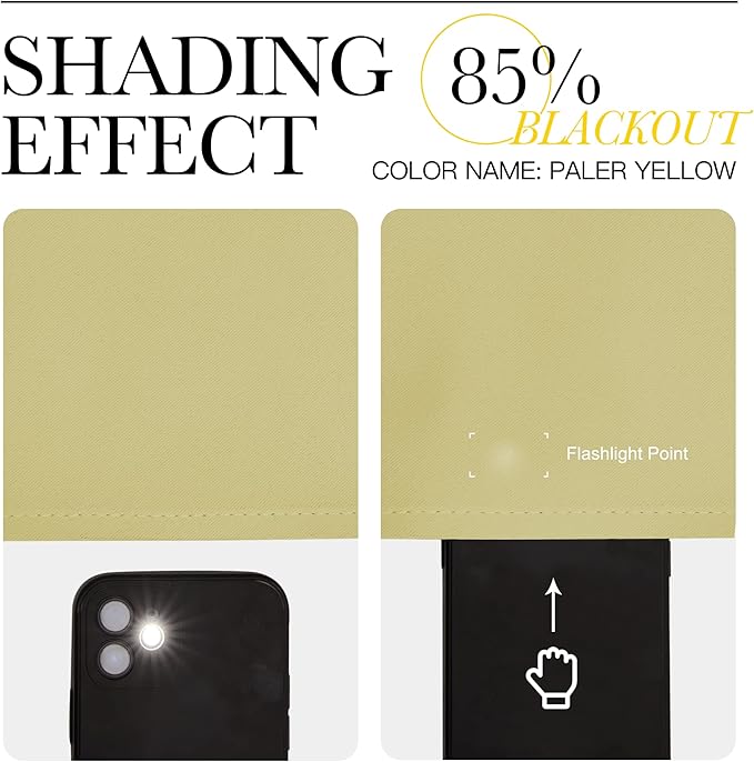 NICETOWN Paler Yellow Blackout Curtains 86" Long for Office, 55" Wide, 2 Pieces, Dining Room, Guest Room, Sound Reducing Heat and Cold Block Curtain Panels for Modern Room Decorative