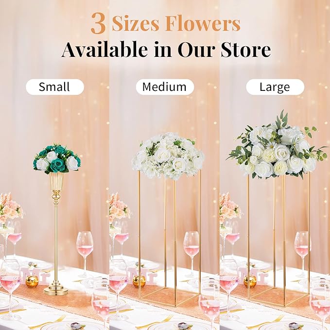 NUPTIO Flower Ball Centrepieces for Tables - Teal & White Artificial Flowers Rose for Centerpieces - Fake Rose Arrangements for Wedding Birthday Party St Patricks Day Decor 2 Pcs