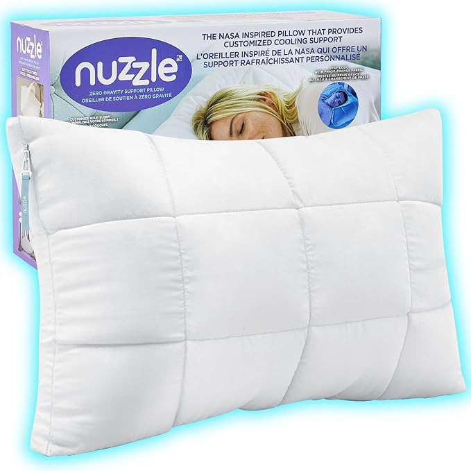 Nuzzle Adjustable Pillow, Luxury Standard Size Bed Pillow Hotel Collection - Best Adjust Height Soft Firm Pillow for Back, Stomach or Side Sleepers - Home Gifts