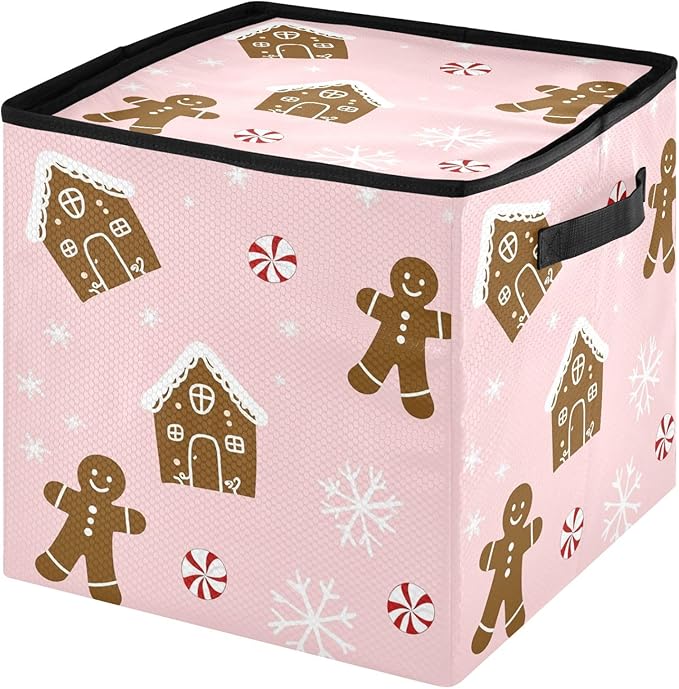 Pink Snowflake Christmas Ornament Storage Basket Box Winter Xmas Holiday Storage Container Cube with Adjustable Dividers for 64 Holiday Ornaments or Decorations Keeps Clean and Dry for Next Season