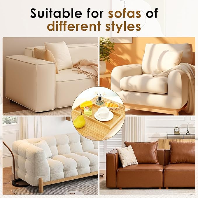 Bamboo Sofa Arm Tray, Foldable Couch Armrest Table, Anti Falling Couch Arm Tray Table, Portable Sofa Armrest Trays Cup Holder for Drink, Cups, Phone, Snacks, Remote