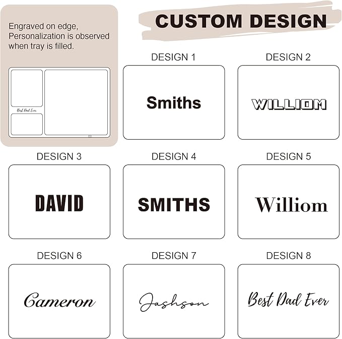 Personalized Walnut Valet Tray – Custom Engraved Wooden Nightstand Organizer, Personalized Gift for Dad Mom Men Women Husband Wife Lover Friend