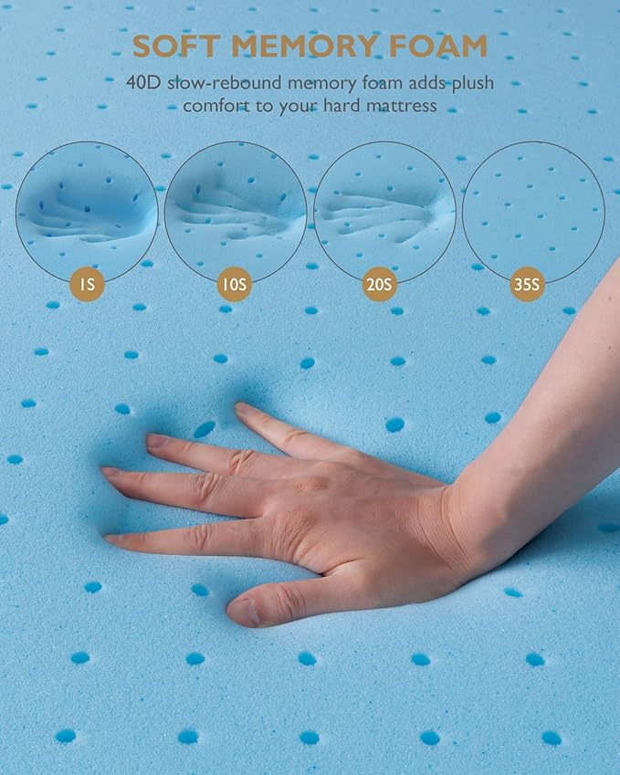BedStory 4 Inch Memory Foam Mattress Topper King Size - Gel Infused Foam Bed Toppers Pressure Relief & Deep Sleep, Plush Washable Cover, CertiPUR-US Certified