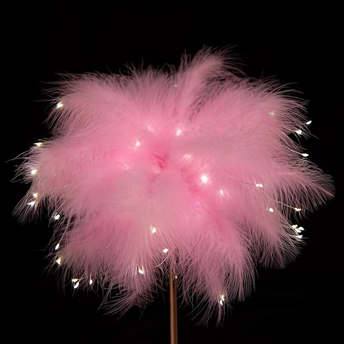 BDUSXYZ Pink Feather Lamp - LED Atmosphere Feather Night Lights Bedside Lamps for Mother, Girlfriend Home Girl Room Wedding Decoration