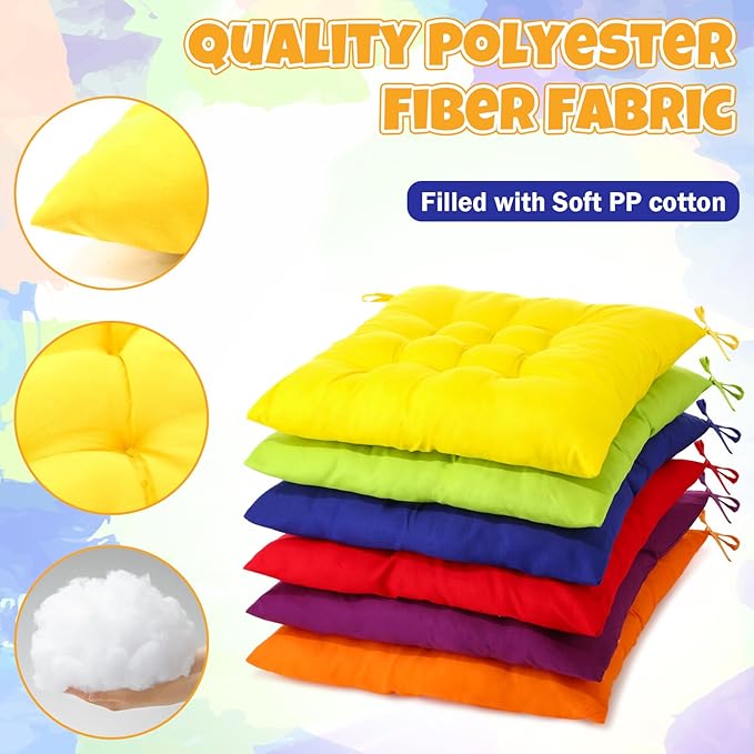Geetery 12 Pcs Floor Pillows Bulk Seating Cushions for Floor Chair 15.7'' Large Meditation Cushion for Yoga Living Room Tatami Bedroom Balcony Office (Colorful,Square)