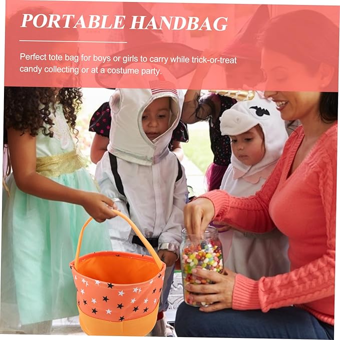 Garneck Portable Halloween Candy Holder Basket Creative Pumpkin Tote Bag for Boys and Girls Versatile Trick-Treating Snack Storage and Halloween Decorations Ample Space for Treats
