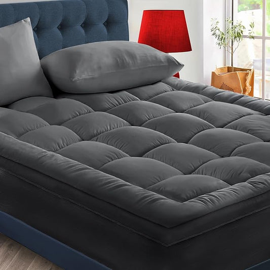 CYMULA Mattress Topper Queen Size - Extra Thick Cooling Mattress Pad Cover for Back Pain - Soft Mattress Protector Firm Bed Topper Pillow Top with 8-21 Inch Deep Pocket 3D Snow Down Alternative Fill