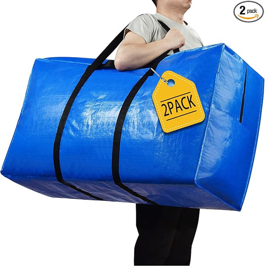 155 Gallon Extra Large Storage Bags, Zippered Outdoor Cushion Furniture Storage Bag with Handles,Jumbo Large Moving Bags Heavy Duty, Christmas Tree Bag, 60x30x20 inch - 2PACK