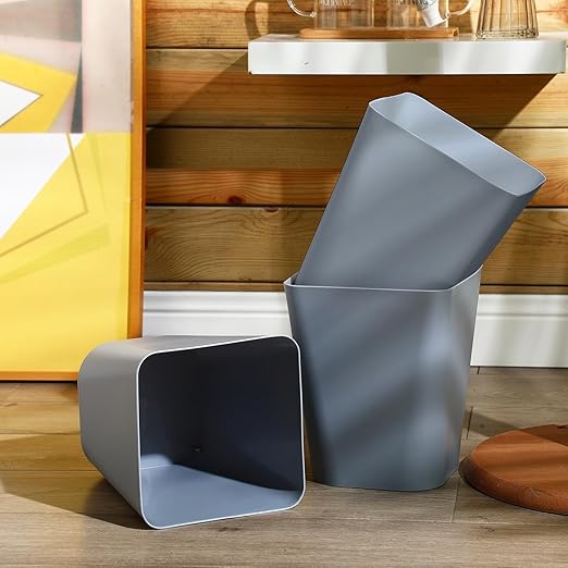 Amyhill 10 Pcs Small Trash Can 2 Gallon Plastic Garbage Can Small Waste Basket for Bathroom Office Kitchen Living Room Bedroom Home Under Desk (Grey)