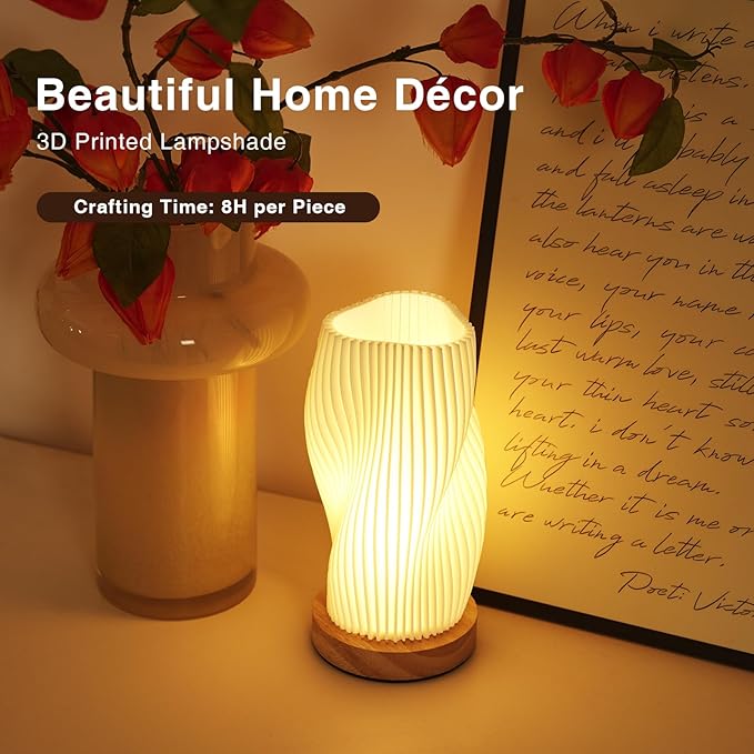 Dawnwake Table Lamp Bedside Lamps for Bedroom, Small Night Stands Desk Lamp, Mood Warm Cozy Lighting, Vintage Boho Cool Mid Century Modern Lamp, Aesthetic Accents Home Room Decor (Warm-A, Medium)