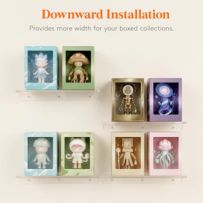 Lifewit Floating Shelves for Bathroom, Acrylic Wall Organizer for Perfume, Makeup, Figures, Nail Polish, Photo, Book, 14" Decor Display Rack for Nursery, Living Room, Bedroom, Kitchen, Clear, 6 Pack