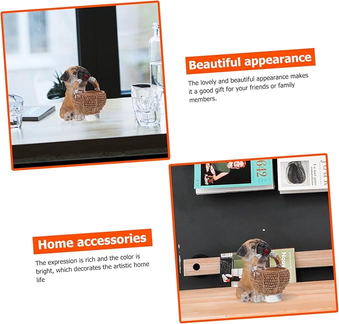 Cute Puppy Resin Key Holder Storage Basket for Home Entryway Decor Creative Dog Figurine Organizer for Keys and Items Unique