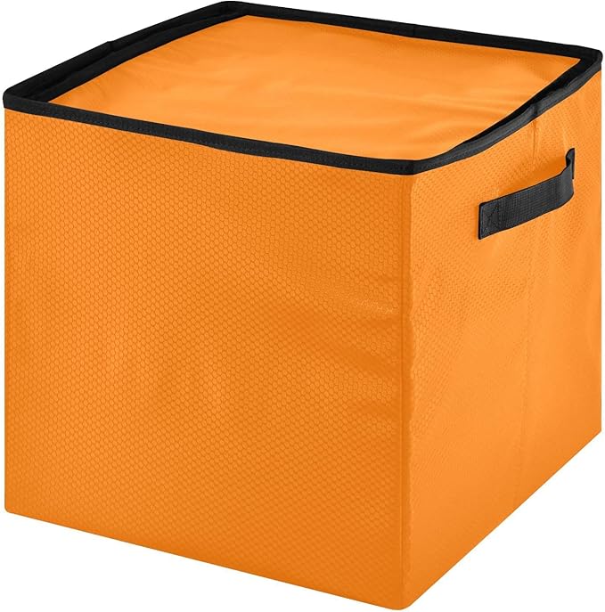 YETTASBIN Orange Solid Color Large Christmas Ornament Storage Box with Zipper & Adjustable Dividers, Storage Container with Lid & Handles for 64 Holiday Ornaments 3-Inch, 13 x 13 Inch