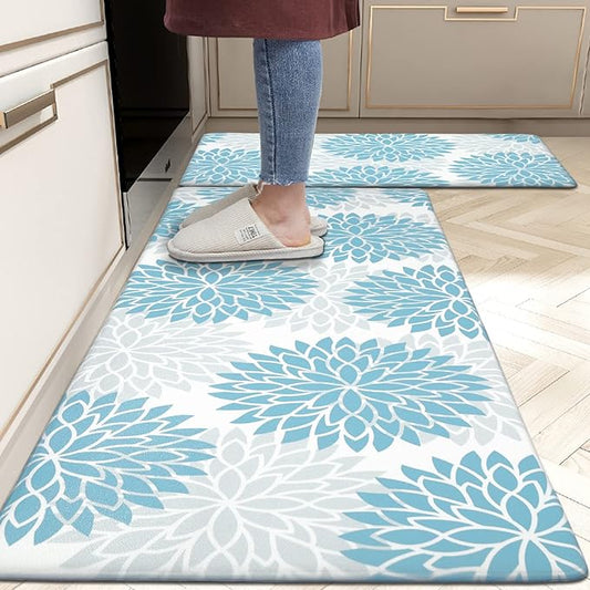 HEBE Anti Fatigue Kitchen Rugs Sets of 2, Non Slip Kitchen Mats for Floor, Waterproof Cushioned Comfort Standing Carpet for Kitchen Sink, Home Office, Laundry Room