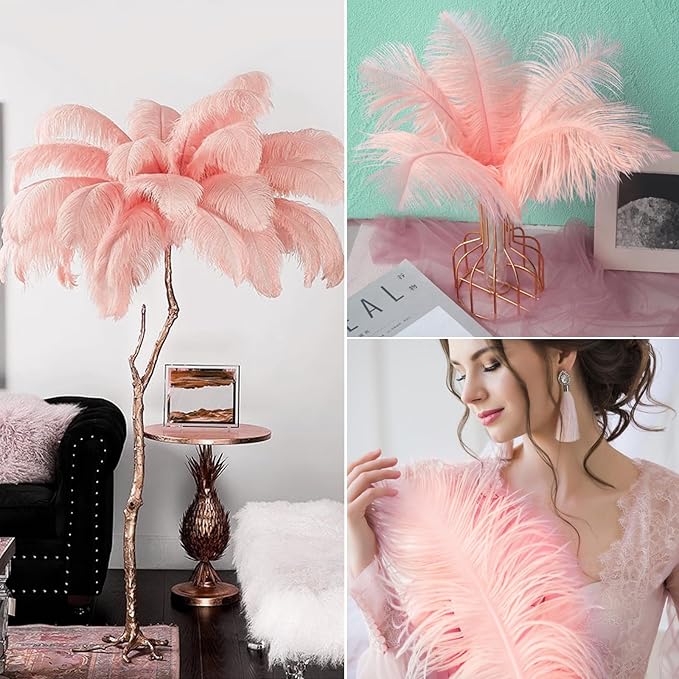 30pcs Rouge Pink Ostrich Feathers Natural Bulk 11-14inch(28-35cm) Vase Craft Wedding Home Party Centerpieces Christmas Day Decoration