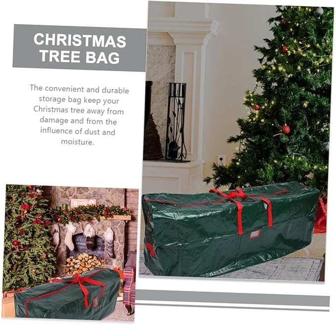 PRETYZOOM Christmas Tree Storage Bag Large Capacity Zippered Container for Holiday Tree Pet Material Easy to Carry Handles