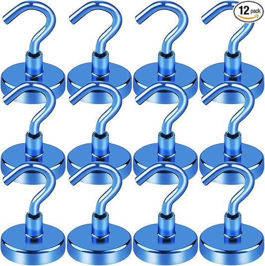 LOVIMAG Cruise Ship Essentials, 85Lb Magnetic Hooks for Cruise Cabins, Strong Magnetic Hooks for Hanging, Refrigerator, Celling, Grill, Fridge, Kitchen-12Pack