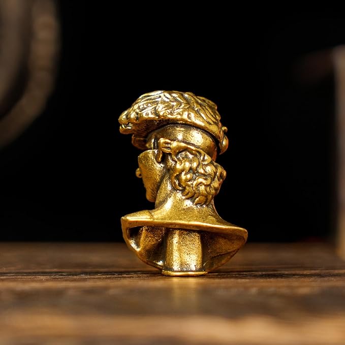 CHOVY Binary David Peep into The Future Sculpture Retro Style Made of Solid 100% Brass Handcrafted Ideal for Home Decor Desk Ornaments Collectible Crafts Office Scene Setters & Artistic Decorations