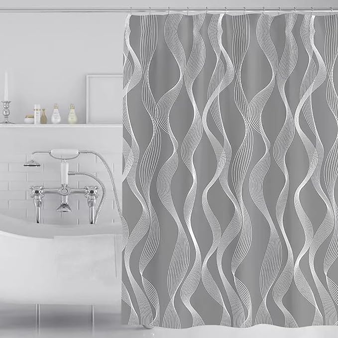 LLSCL Fabric Shower Curtain Liner with Magnets, Waterproof Hotel Quality, 72 x 72 Machine Washable