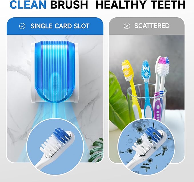 Toothbrush Holders for Bathrooms【Upgrade Single Slot Design】 Toothbrush Holder Wall Mounted with Cover Moisture-Proof and Dust-Proof Toothbrush Storage Organizer for Shower Family and Travel 5PCS