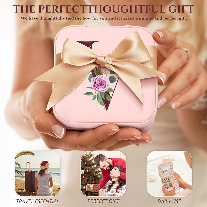 MFXIP Easter Basket Stuffers for Teens Essentials, Valentines Day Christmas Stocking Stuffers for Women Teen Girl Gifts Trendy Stuff Travel Jewelry Box Case Organizer Personalized Birthday Gifts
