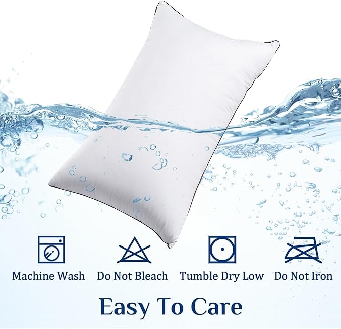JOLLYVOGUE Standard Pillows Set of 2, Cooling and Supportive Pillows Full Size Set of 2 for Side and Back Sleepers, Down Alternative Hotel Collection Sleeping Pillow