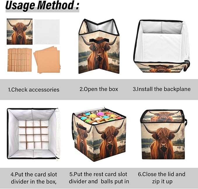 Kigai Highland Cow Christmas Ornament Storage Box with Zipper & Adjustable Dividers Holiday Ornament Organizer Xmas Storage Container, 64 Balls