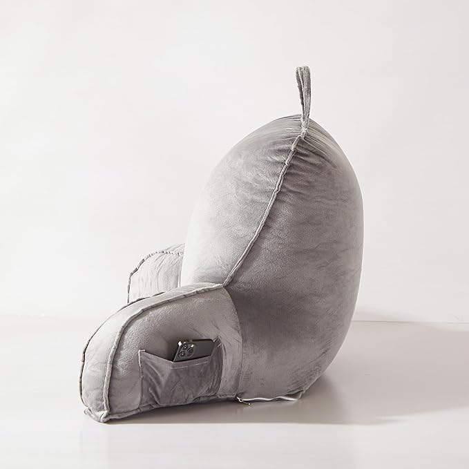 StarAneer Reading Pillow for Sitting in Bed Adult,Back Pillow for Bed Sitting Up,Backrest Back Support Chair Pillow, College Dorm Essentials for Girls and Boys, Velvet Grey L