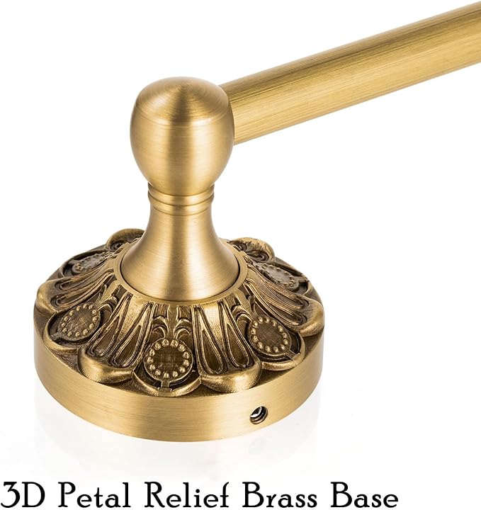 Antique Brass Toilet Paper Holder, Bathroom Tissue Roll Holder Wall Mount, Vintage Gold Decorative Bathroom Accessories, Brass Petal-Relief Series