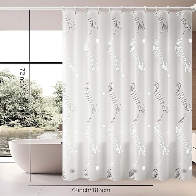 TIKABC Blue Shower Curtain Liner, 4G PEVA Shower Liner, Plastic Peva Waterproof Shower Curtains, 72x72 inch with Grommet Holes 3 Magnetic Weights